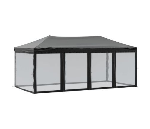 Carpa para fiestas plegable con paredes laterales negra 3x6 m