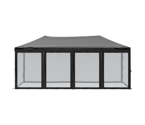 Carpa para fiestas plegable con paredes laterales negra 3x6 m