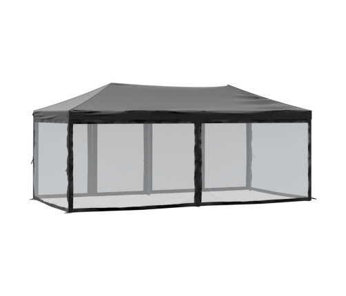 Carpa para fiestas plegable con paredes laterales negra 3x6 m