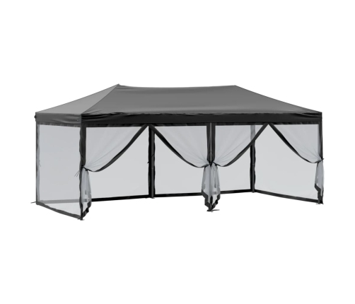 Carpa para fiestas plegable con paredes laterales negra 3x6 m