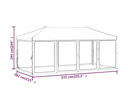 Carpa para fiestas plegable con paredes laterales negra 3x6 m