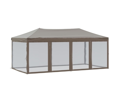 Carpa para fiestas plegable con paredes gris taupé 3x6 m