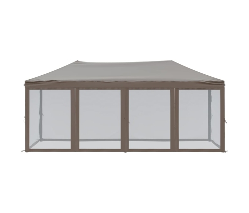 Carpa para fiestas plegable con paredes gris taupé 3x6 m