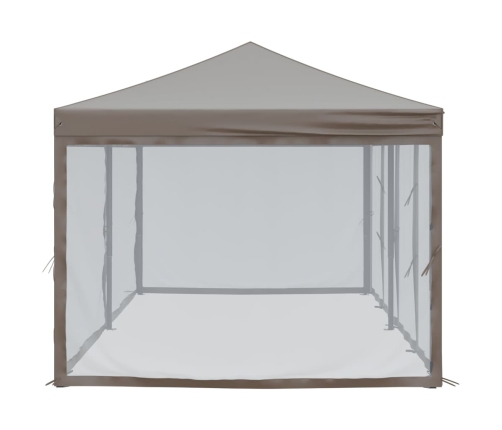 Carpa para fiestas plegable con paredes gris taupé 3x6 m