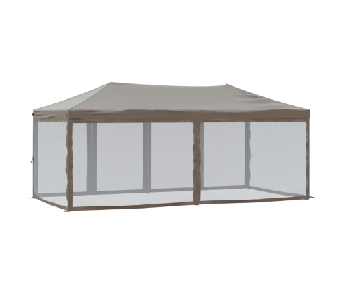 Carpa para fiestas plegable con paredes gris taupé 3x6 m