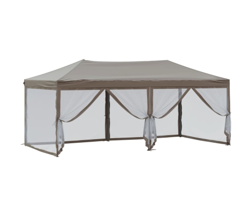 Carpa para fiestas plegable con paredes gris taupé 3x6 m