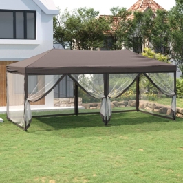 Carpa para fiestas plegable con paredes gris taupé 3x6 m