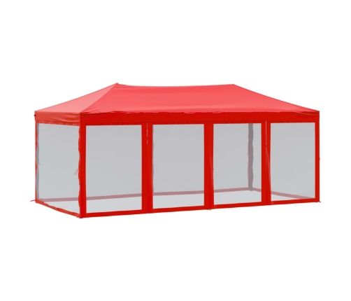 Carpa para fiestas plegable con paredes laterales rojo 3x6 m