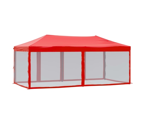 Carpa para fiestas plegable con paredes laterales rojo 3x6 m