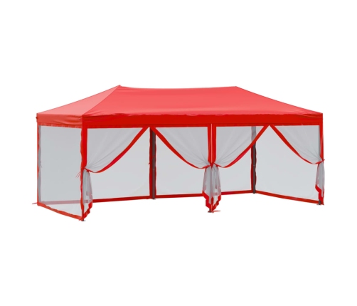 Carpa para fiestas plegable con paredes laterales rojo 3x6 m