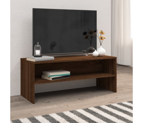 Mueble de TV madera contrachapada roble marrón 100x40x40 cm