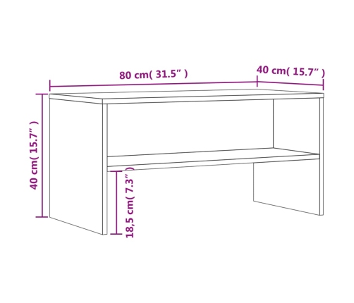 Mueble de TV madera de ingeniería roble ahumado 80x40x40 cm