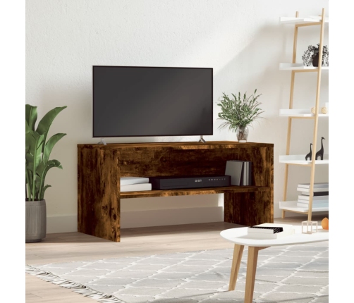 Mueble de TV madera de ingeniería roble ahumado 80x40x40 cm