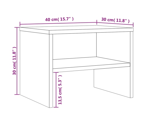 Mesita de noche madera contrachapada marrón roble 40x30x30 cm