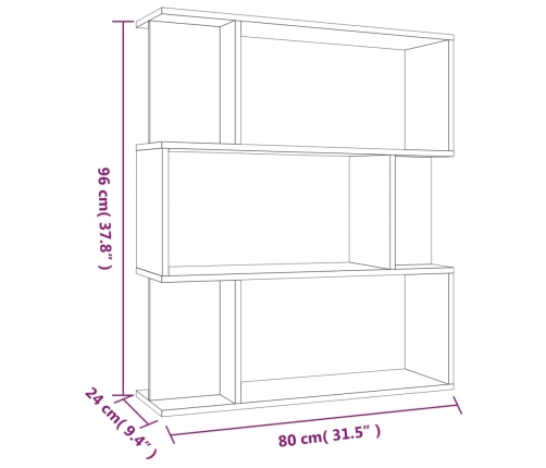 Estantería/Biombo madera aglomerada roble ahumado 80x24x96 cm