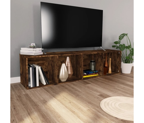 vidaXL Estantería/mueble de TV contrachapada roble ahumado 36x30x143cm