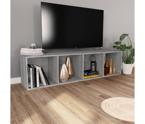 vidaXL Estantería/mueble de TV contrachapada gris Sonoma 36x30x143 cm