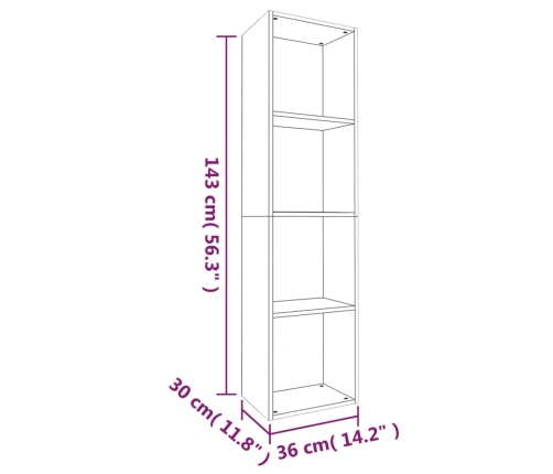 Estantería/mueble TV contrachapada marrón roble 36x30x143 cm