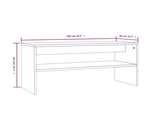 Mesa de centro madera contrachapada roble ahumado 100x40x40 cm