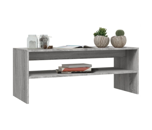 Mesa de centro madera contrachapada gris Sonoma 100x40x40 cm