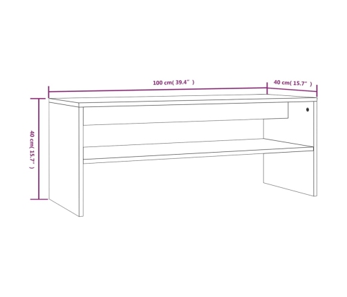 Mesa de centro madera contrachapada gris Sonoma 100x40x40 cm