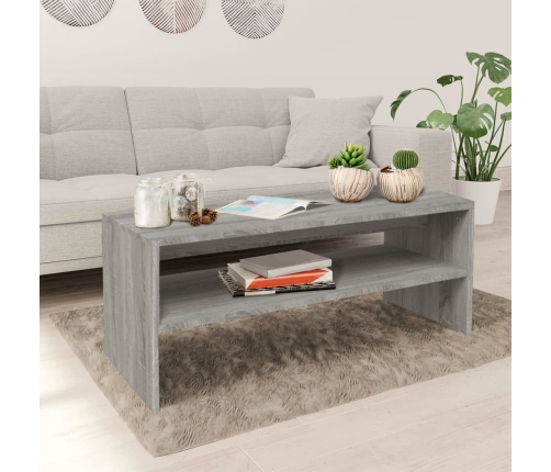 Mesa de centro madera contrachapada gris Sonoma 100x40x40 cm