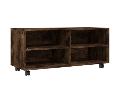 Mueble TV con ruedas madera contrachapada roble humo 90x35x35cm