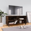 Mueble TV con ruedas madera contrachapada roble humo 90x35x35cm