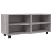 Mueble de TV con ruedas madera contrachapada gris 90x35x35 cm