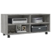 Mueble de TV con ruedas madera contrachapada gris 90x35x35 cm