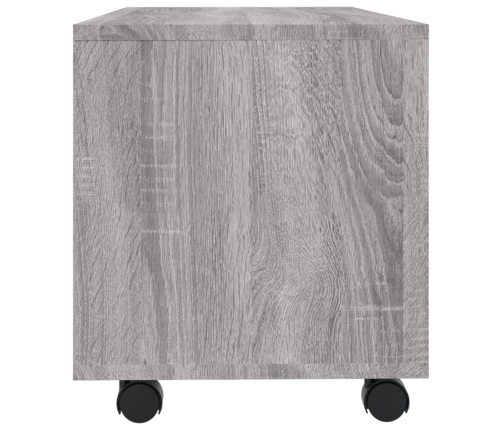 Mueble de TV con ruedas madera contrachapada gris 90x35x35 cm