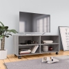 Mueble de TV con ruedas madera contrachapada gris 90x35x35 cm