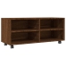 Mueble TV ruedas madera contrachapada roble marrón 90x35x35 cm