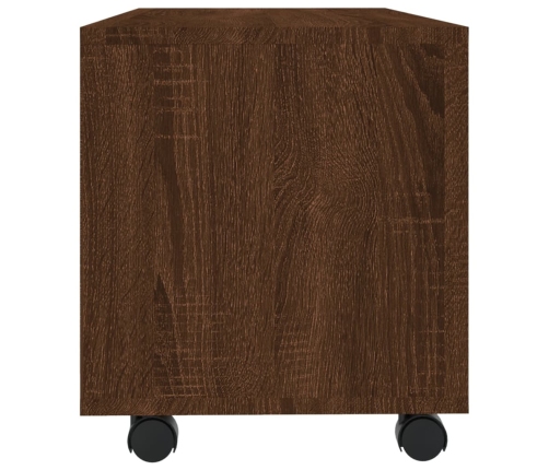 Mueble TV ruedas madera contrachapada roble marrón 90x35x35 cm