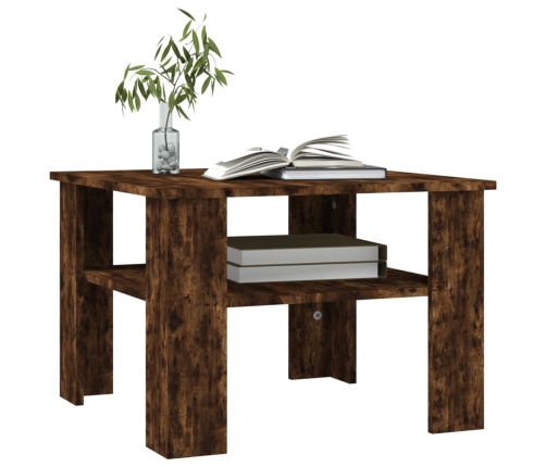 vidaXL Mesa de centro madera contrachapada roble ahumado 60x60x42 cm