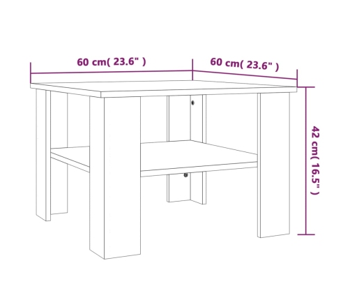 Mesa de centro madera contrachapada roble ahumado 60x60x42 cm