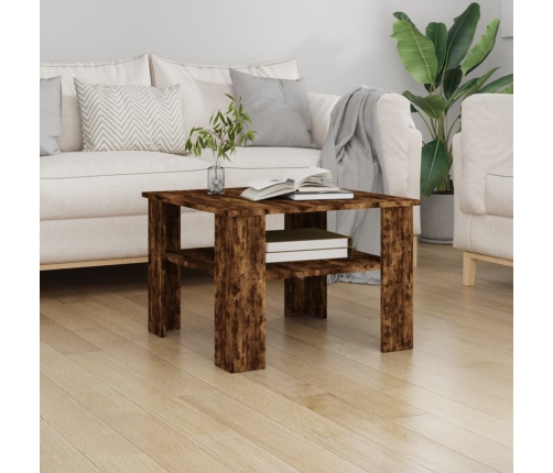 vidaXL Mesa de centro madera contrachapada roble ahumado 60x60x42 cm