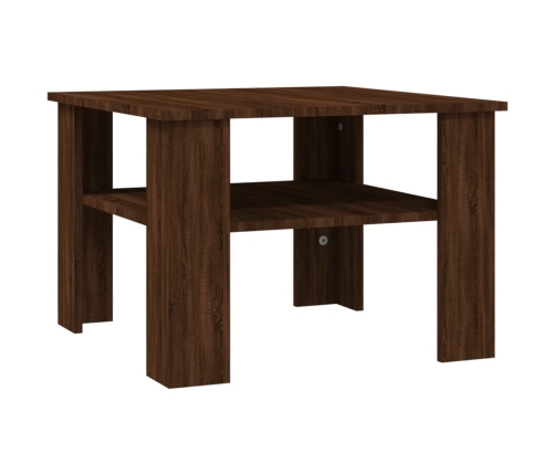 Mesa de centro de madera contrachapada roble marrón 60x60x42 cm