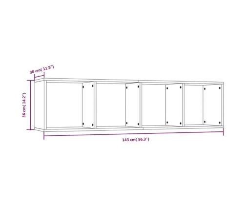 Estantería/mueble de TV madera gris Sonoma 143x30x36 cm