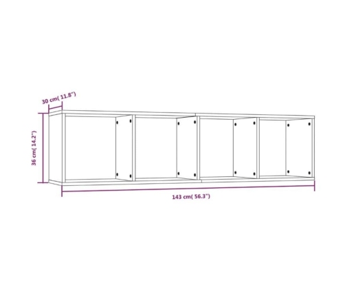 Estantería/mueble de TV madera roble marrón 143x30x36 cm