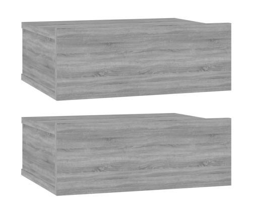 Mesita de noche flotante 2 uds madera gris Sonoma 40x30x15 cm