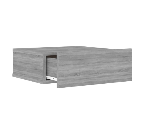 Mesita de noche flotante 2 uds madera gris Sonoma 40x30x15 cm