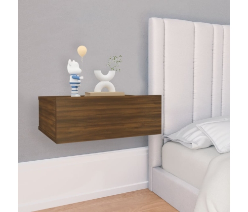 vidaXL Mesita de noche flotante 2 uds madera roble marrón 40x30x15cm