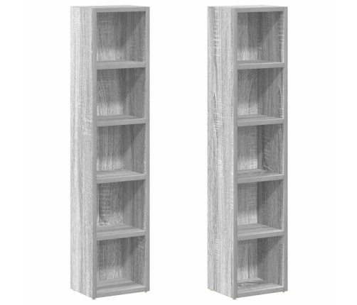 Estantería para CD 2 uds madera gris Sonoma 21x16x93,5 cm