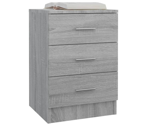 Mesita de noche madera contrachapada gris Sonoma 38x35x56 cm