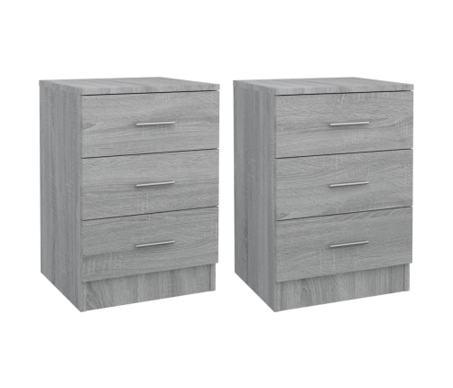 Mesitas de noche 2 uds madera gris Sonoma 38x35x56 cm