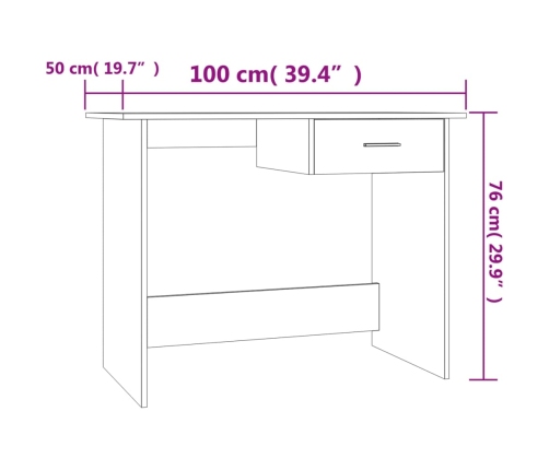 Escritorio madera contrachapada roble ahumado 100x50x76 cm