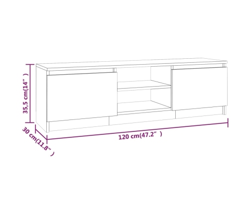 Mueble para TV madera contrachapada gris Sonoma 120x30x35,5 cm