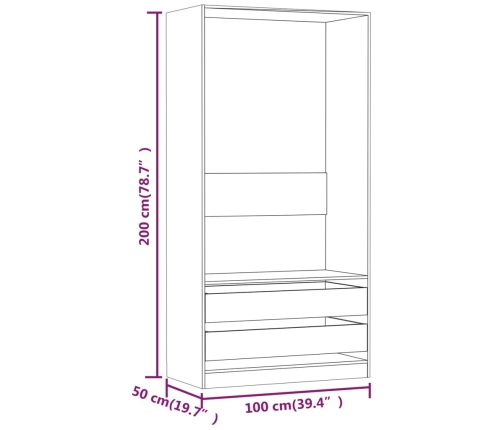 Armario madera contrachapada color roble ahumado 100x50x200 cm