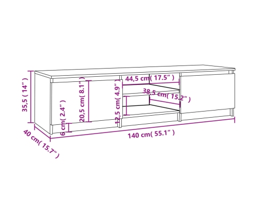 vidaXL Mueble para TV madera contrachapada roble ahumado 140x40x35,5cm